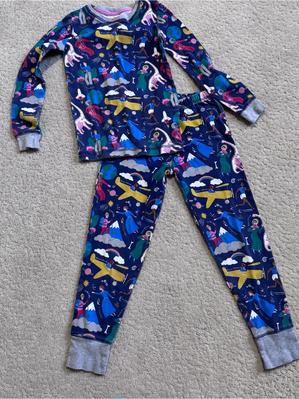 Mini Boden Long Sleeve 2 Piece Pajamas Set Historical Icons When I Grow Up 7Y